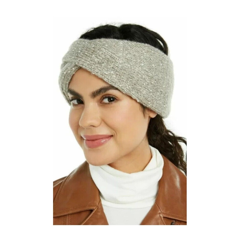 Designer DKNY Fleece-Lined Winter Headband Copper Metallic Gray One Size $34 NWT